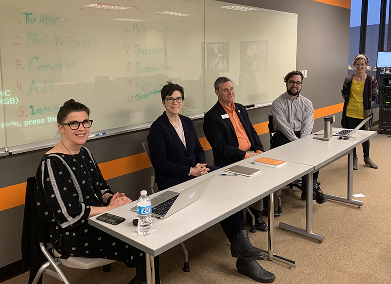 Rachel Fleming-May, Diane Kelly, Dean Michael Wirth, Joseph Winberry and Hannah Brandon at the Town Hall 