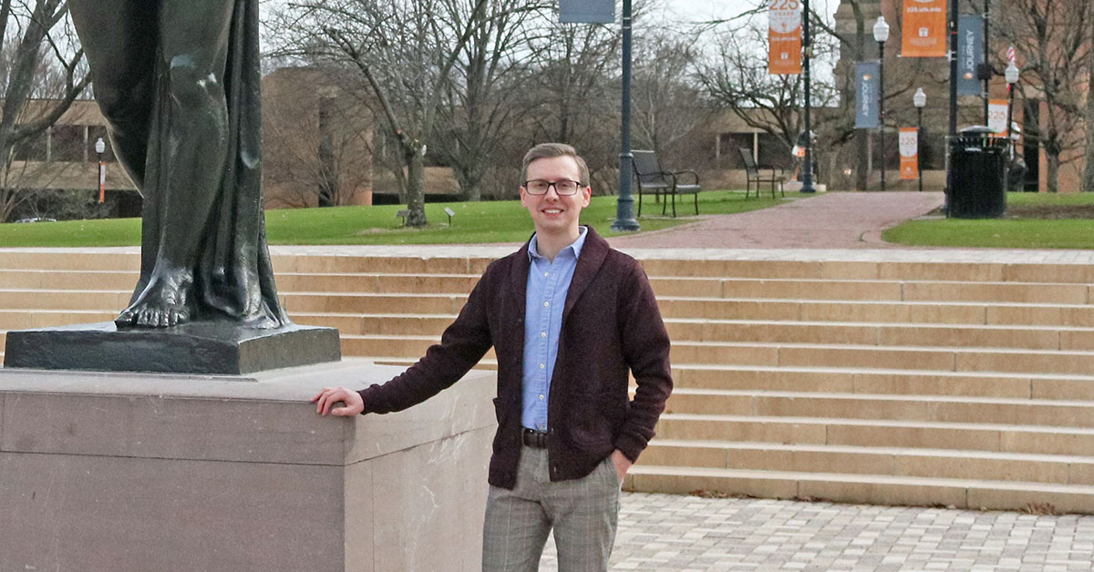 Brian Dobreski in front of Circle Park